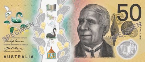 Anverso billete de 50 Dólares Australianos