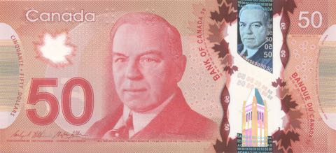 Anverso billete de 50 Dólares Canadienses