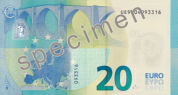 Reverso billete de 20 Euros