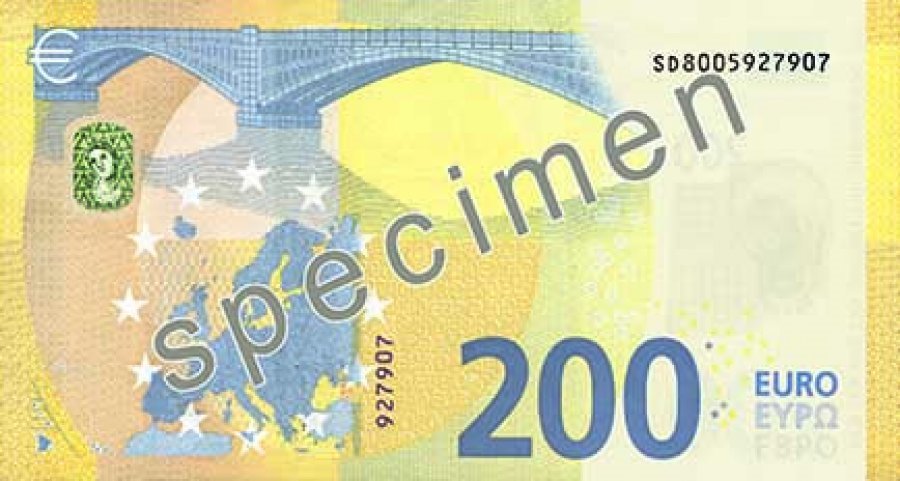 Reverso billete de 200 Euros