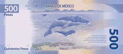 Reverso billete de 500 Pesos Mexicanos