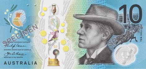 Anverso billete de 10 Dólares Australianos