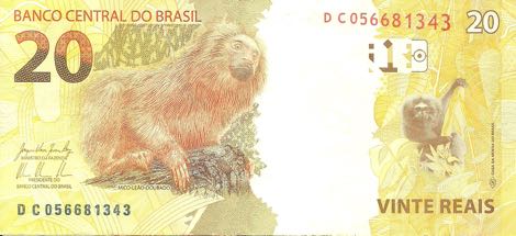 Reverso billete de 20 Reales Brasileños