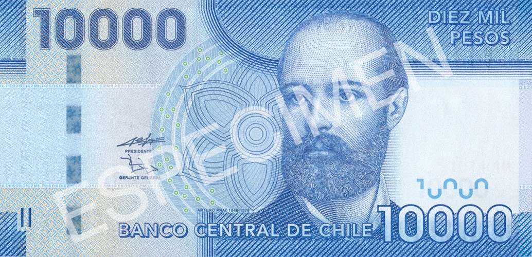 Anverso billete de 10,000 Pesos Chilenos