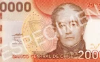 Anverso billete de 20,000 Pesos Chilenos