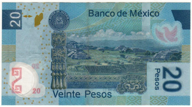 Reverso billete de 20 Pesos Mexicanos
