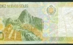 Reverso billete de 10 Soles Peruanos