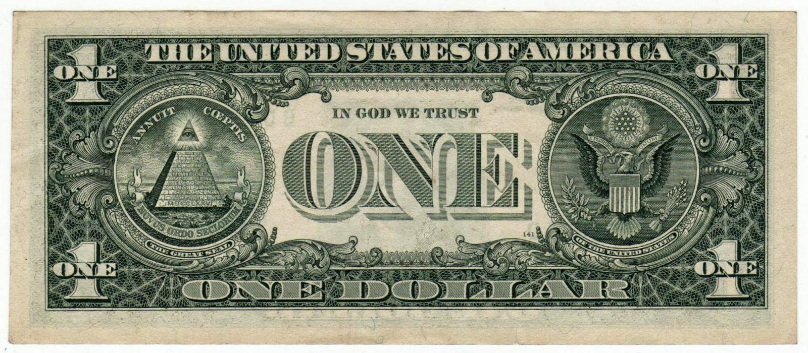 Reverso billete de 1 Dólar Americano